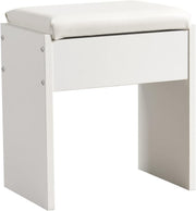 White Soft Padded Vanity Stool Modern Wooden Dressing Table Chair 41x35x45cm