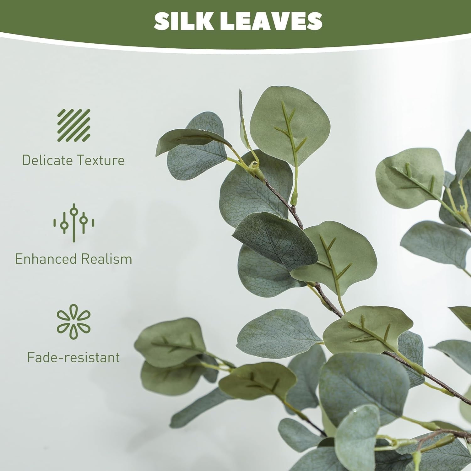 150cm Artificial Eucalyptus Tree Silver Dollar Leaves in Pot Home Garden Decor