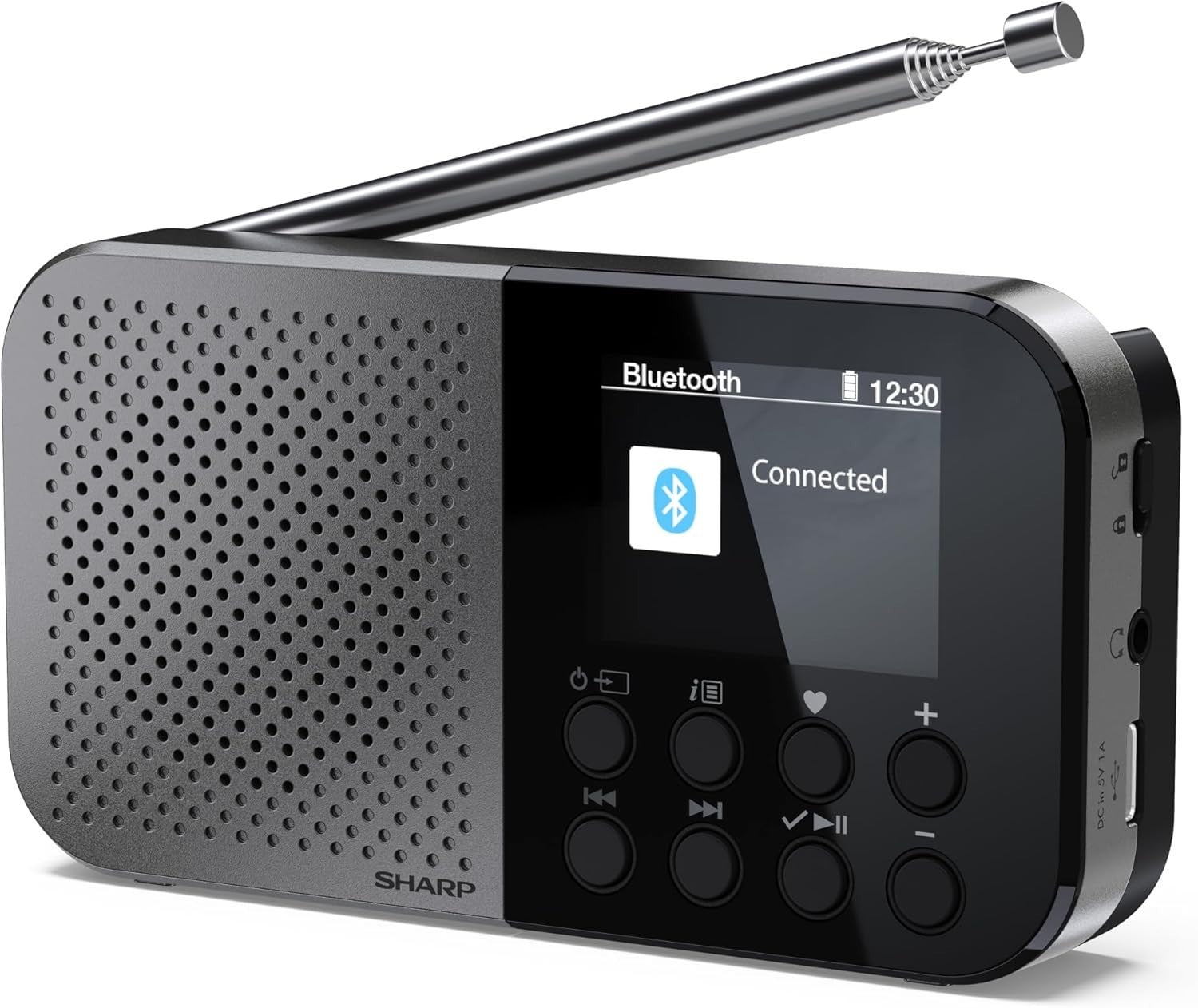 Portable Pocket DAB+/FM Digital Radio Bluetooth 5.3 USB-C Storm Grey