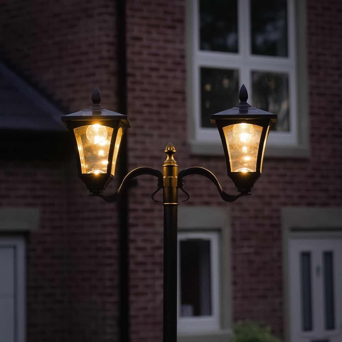 Lights 7ft Solar Twin Head Victorian Lamp Post Warm White