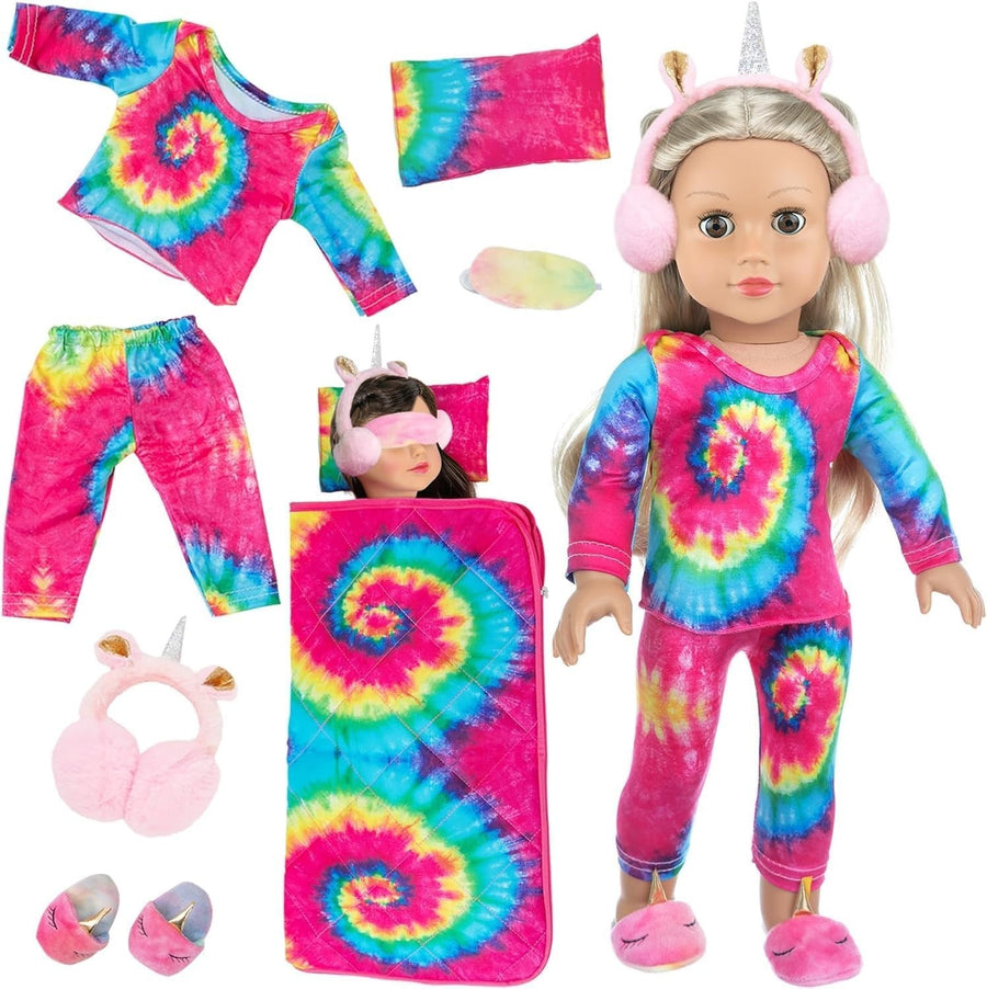 18in Doll Sleeping Bag Set Pillow Eye Mask Nightwear Accessories