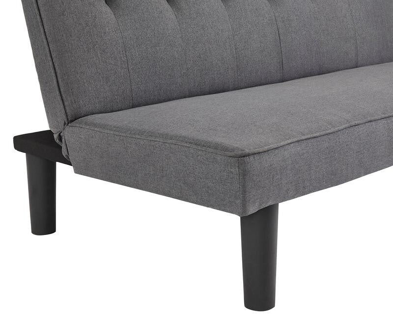 3 Seater Charcoal Grey Sofa Bed Tufted Clic Clac Recliner w/ Wood Frame