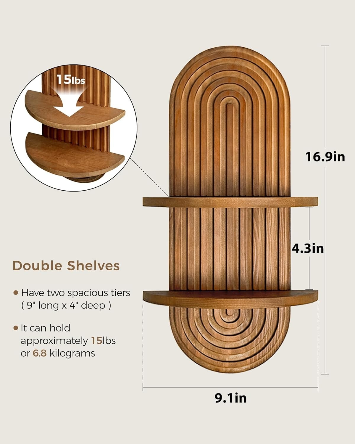 5-Tier Boho Hanging Window Plant Shelf Wooden Indoor Decor