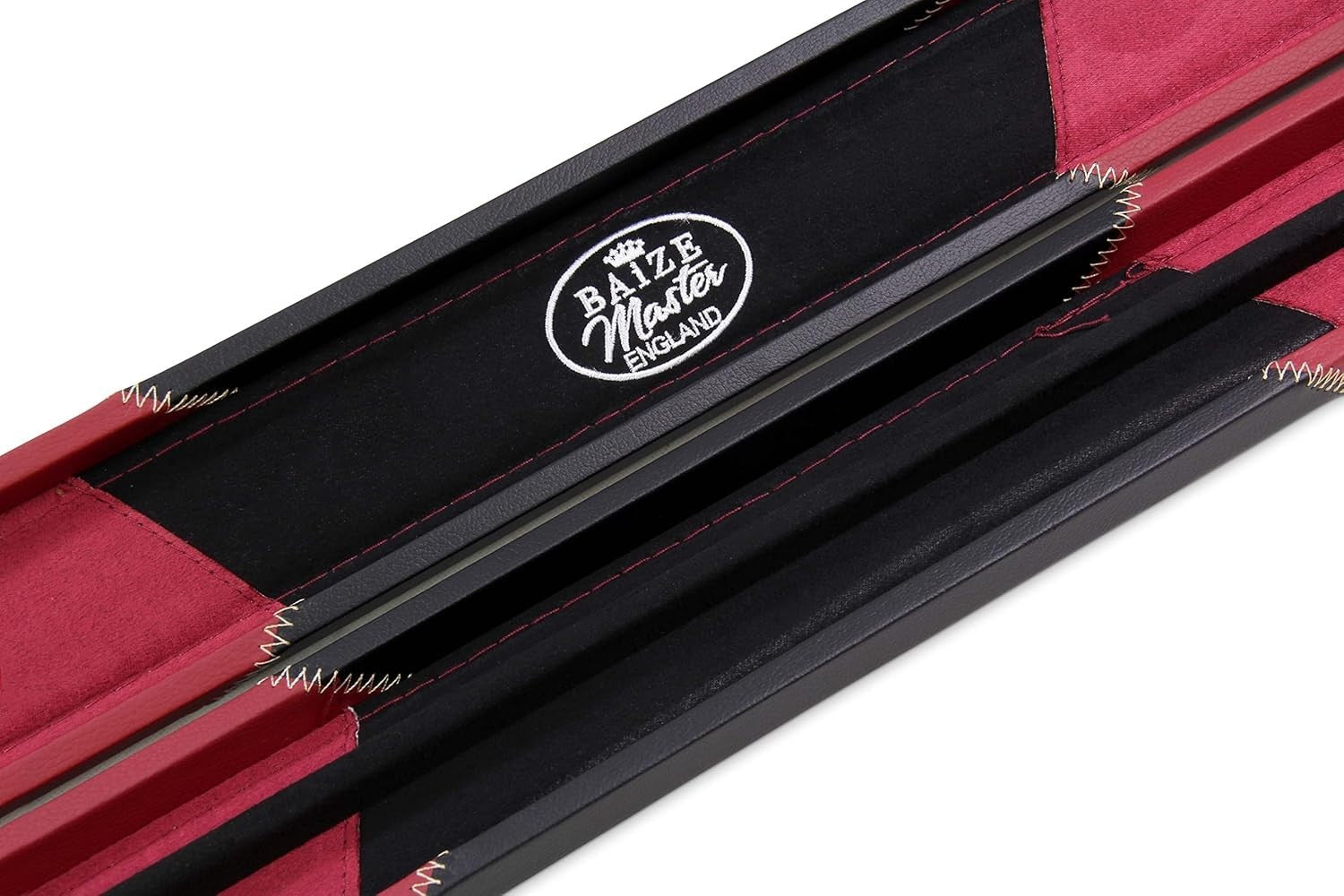 Hard Snooker Pool Cue Case 2 Piece Centre Joint Burgundy Deluxe