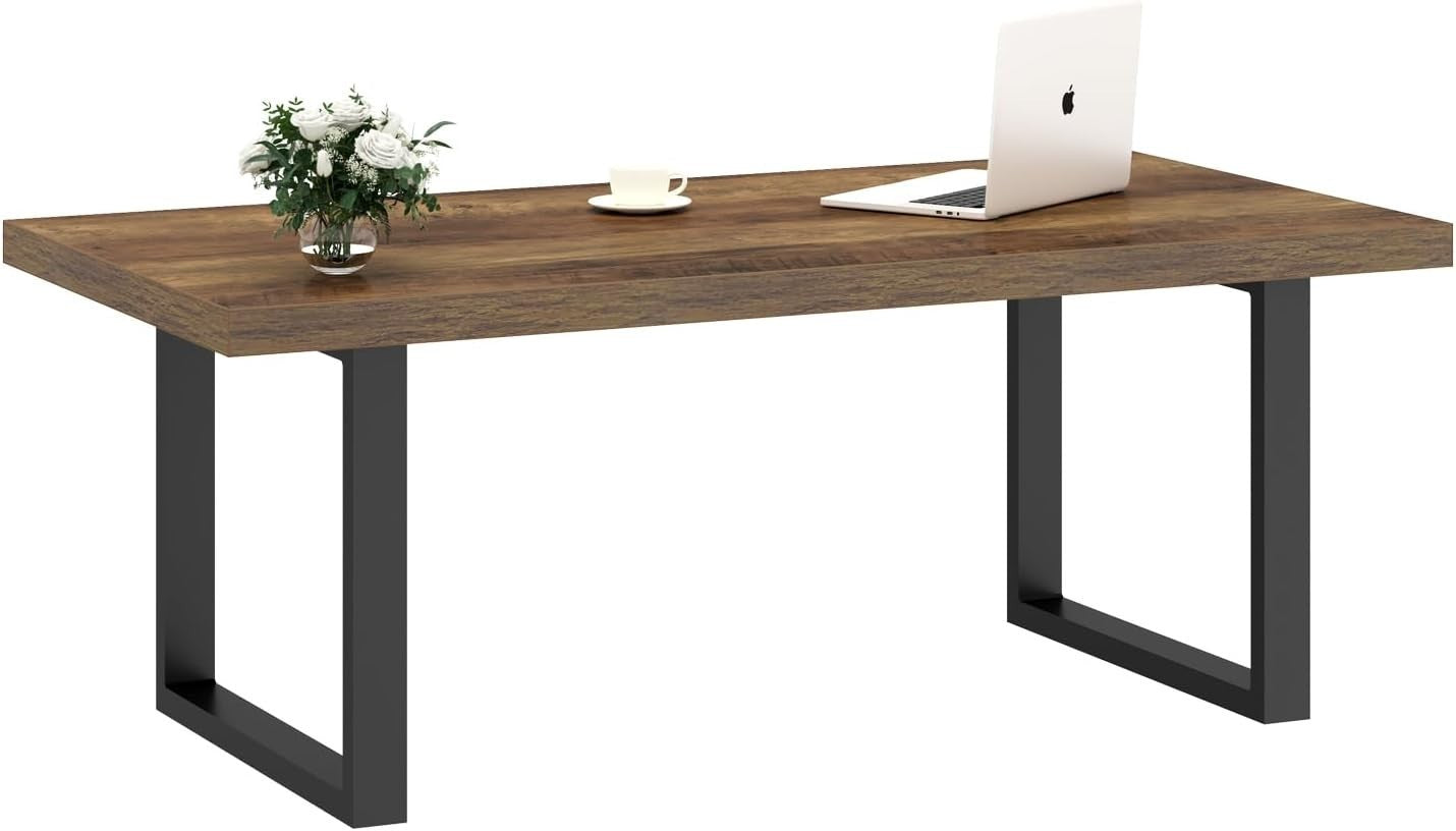Rustic Oak Coffee Table 120cm Industrial Wood Metal Centre Table Living Room