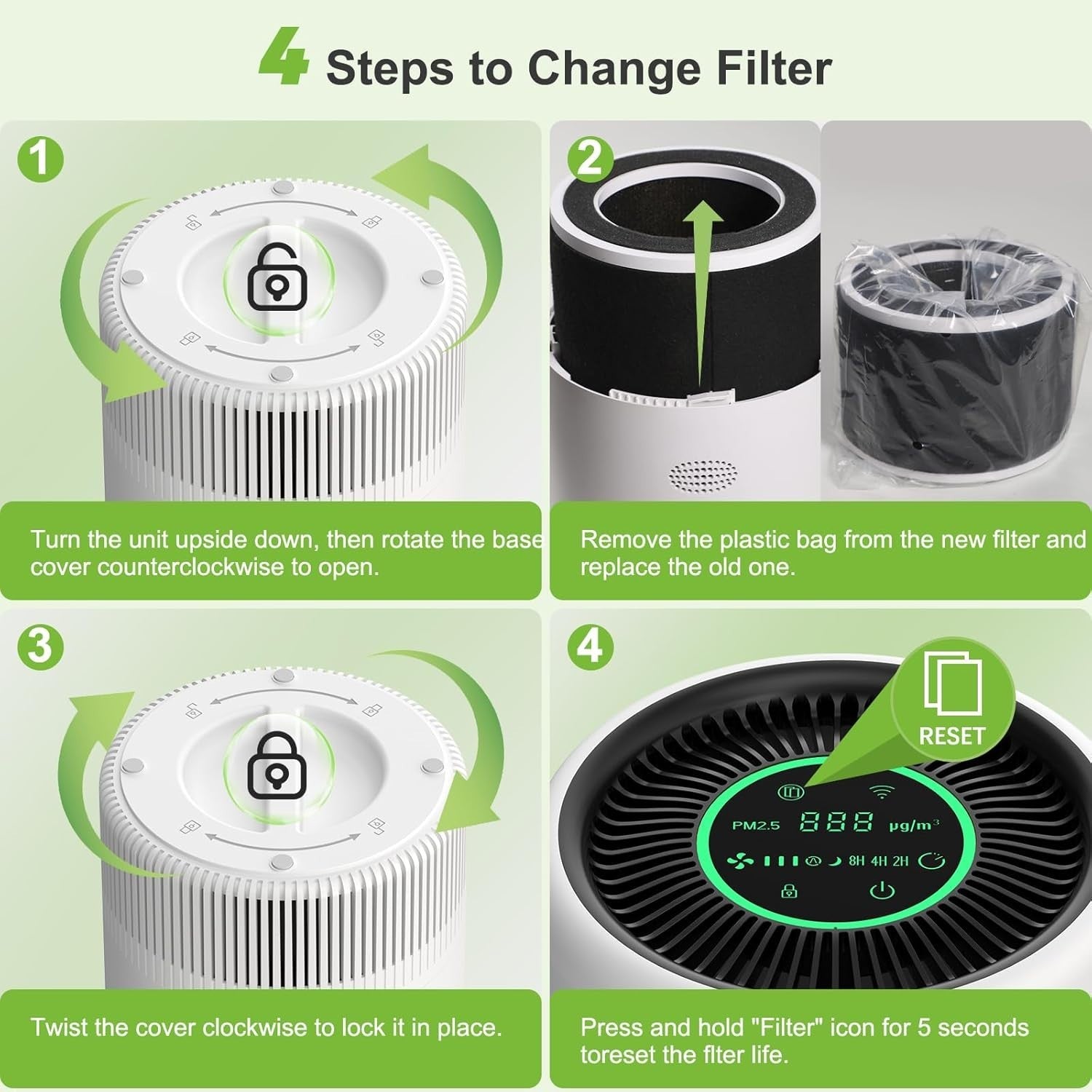 WiFi HEPA Air Purifier for Pets PM2.5 Auto Sleep Mode Large Room