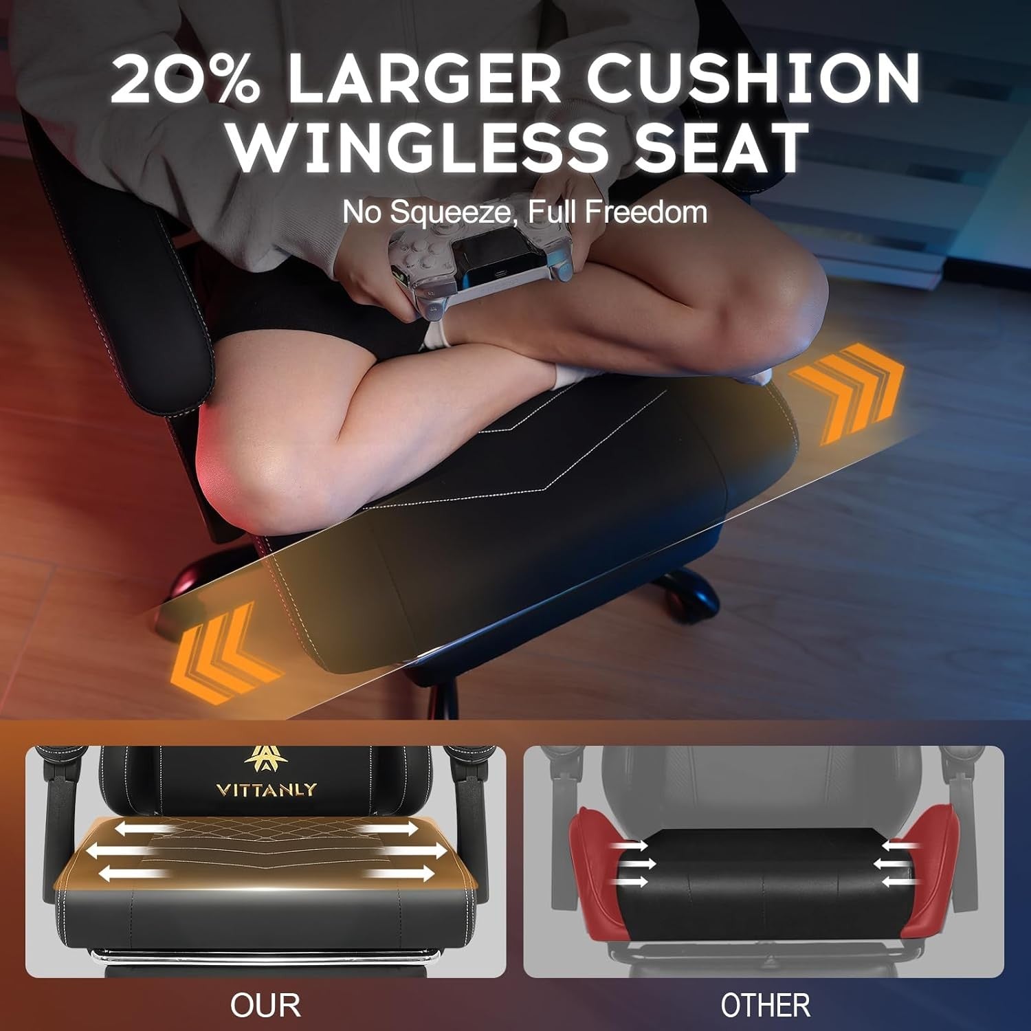 Reclining Gaming Chair with Footrest Pocket Spring Ergonomic