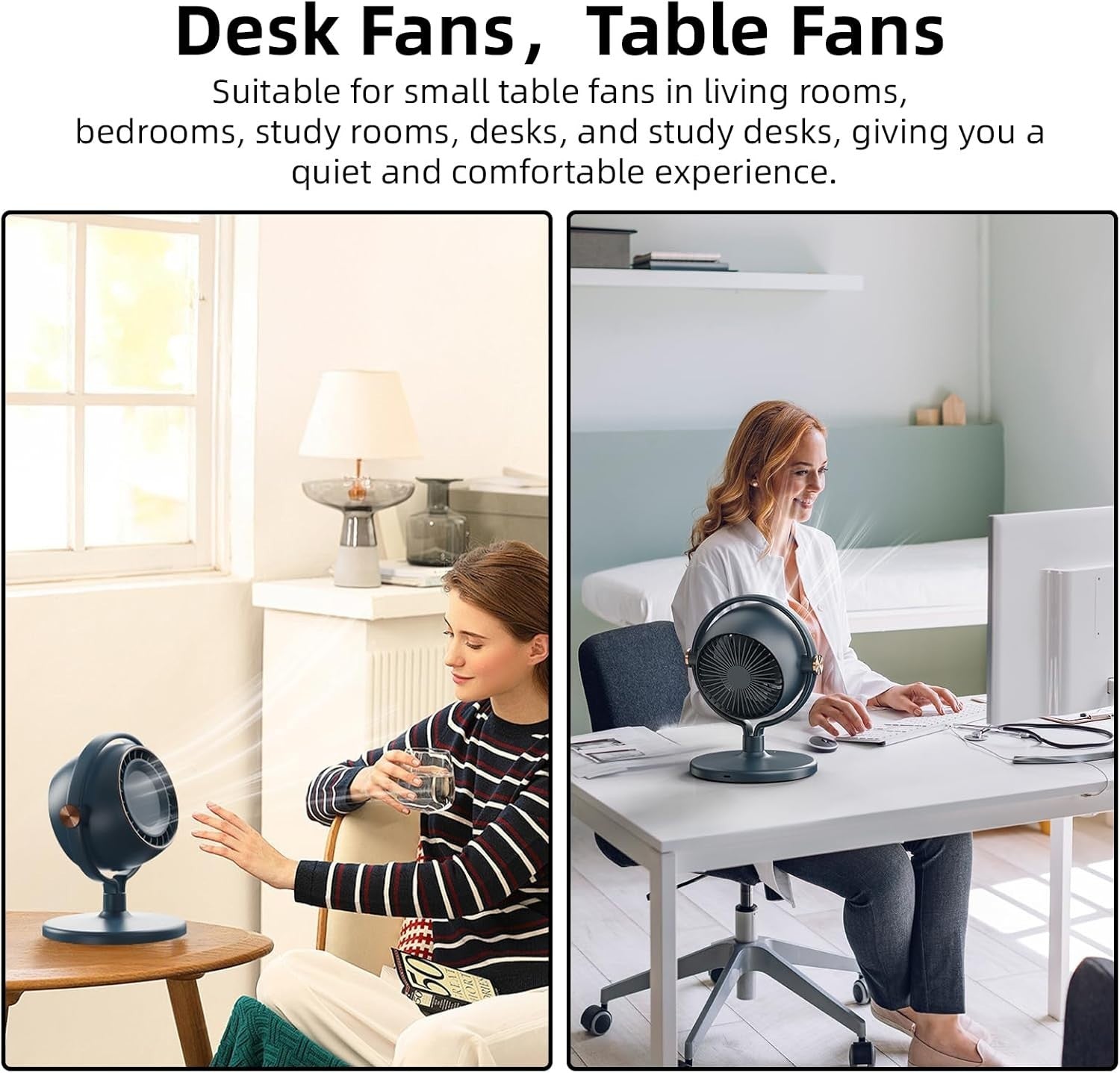 7.5-Inch Rechargeable Desk Fan – Quiet 3-Speed Portable Table Fan for Bedroom