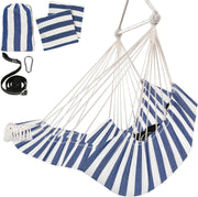 Striped Hammock Chair with Footrest & 2 Cushions | 550lbs Indoor Outdoor Swing