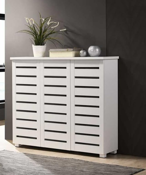 Space-Saving 5 Tier 3 Door Shoe Cabinet Storage Rack White Organizer