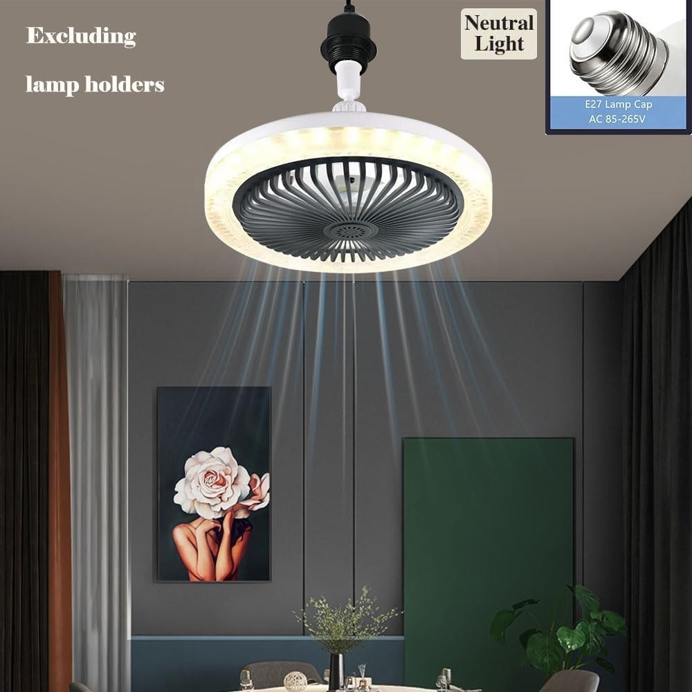 2-in-1 LED Ceiling Fan, 3 Speeds, 3 Color Temps, Dimmable, Remote, Dark Grey