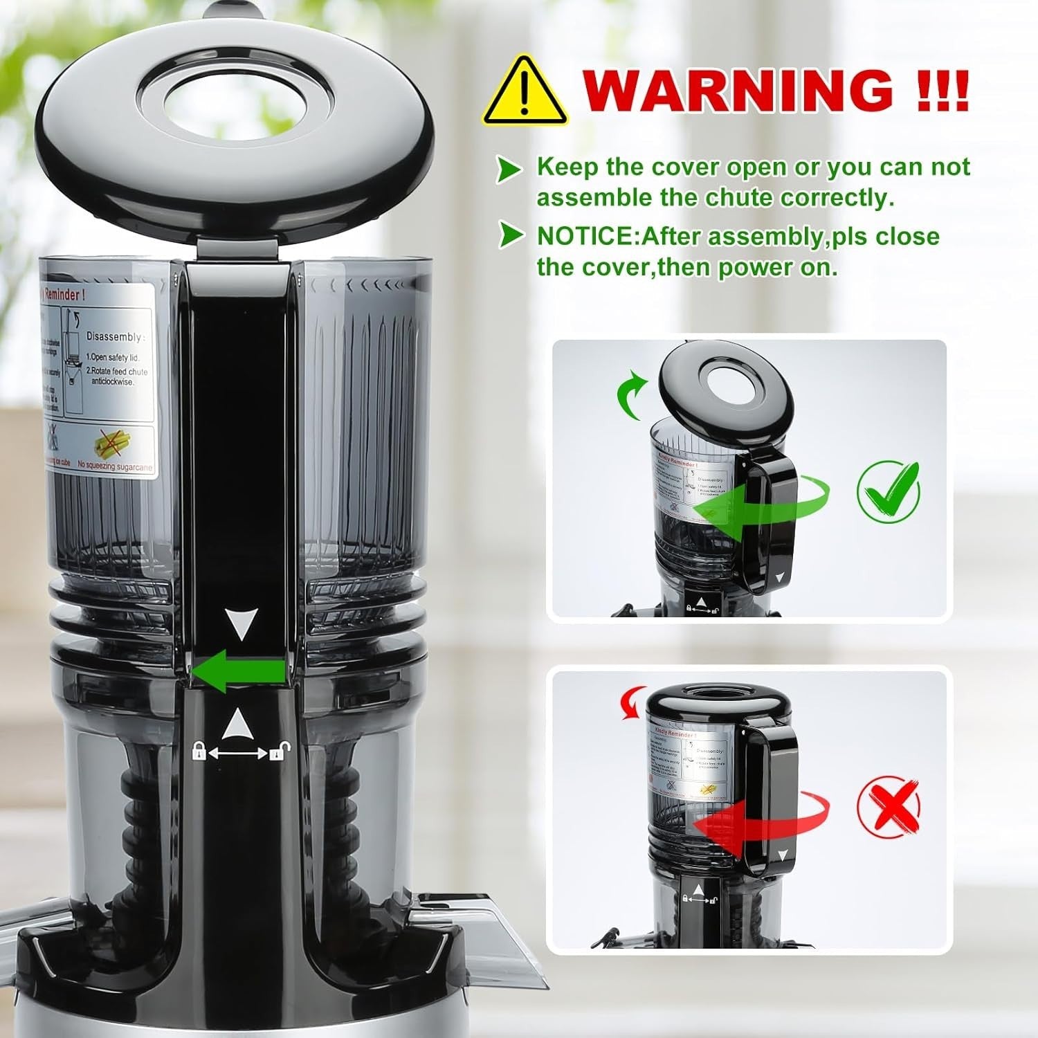 Cold Press Juicer 300W Slow Masticating Quiet High Yield Easy Clean