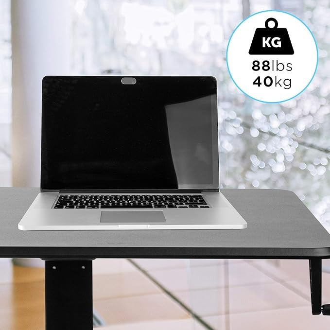 Mobile Sit Stand Laptop Desk Adjustable Height Rolling Workstation 80x50cm