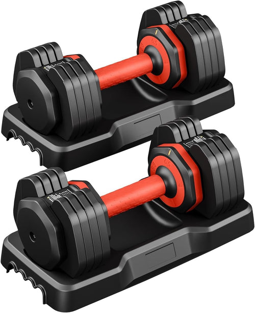 11kg Adjustable Dumbbell Pair 5-in-1 One-Hand Dial Safety Lock Home Gym
