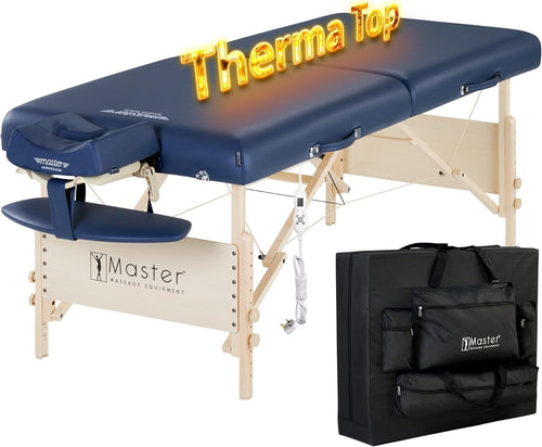 71cm Heated Massage Table Portable Spa Bed Memory Foam Adjustable Folding Couch