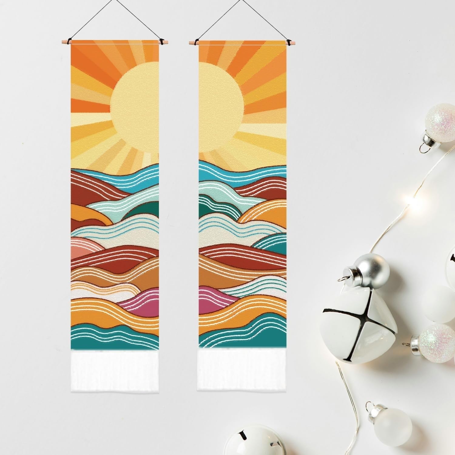 2-Pack Boho Sun Moon Tapestry 52"x13" Vertical Wall Decor 2 clrs