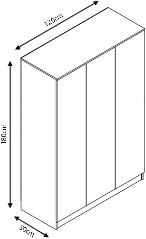 High Gloss 3 Door Bedroom Wardrobe with Hanging Rail & Shelves – Modern Style