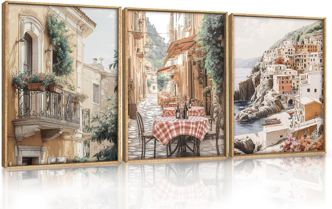 Vintage Italy Street Canvas Wall Art 30x40cm Framed
