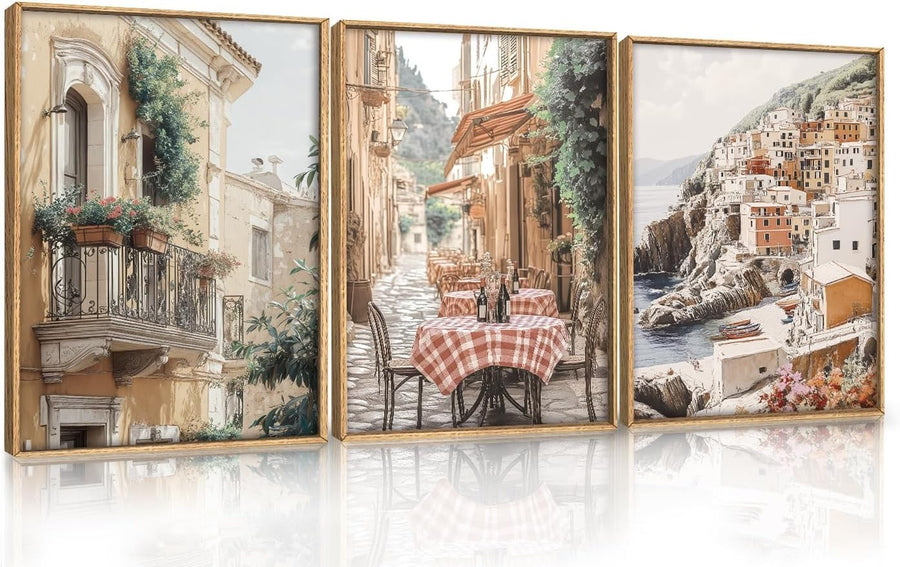 Vintage Italy Street Canvas Wall Art 30x40cm Framed