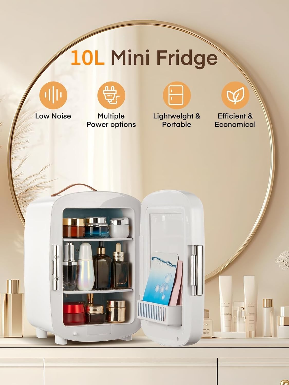 10L Mini Fridge Portable AC/DC Cooler Bedroom Office Travel White