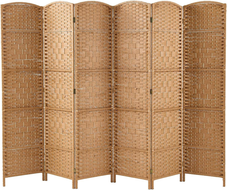 Natural 6 Panel Wicker Folding Room Divider Handwoven Privacy Screen 170cm