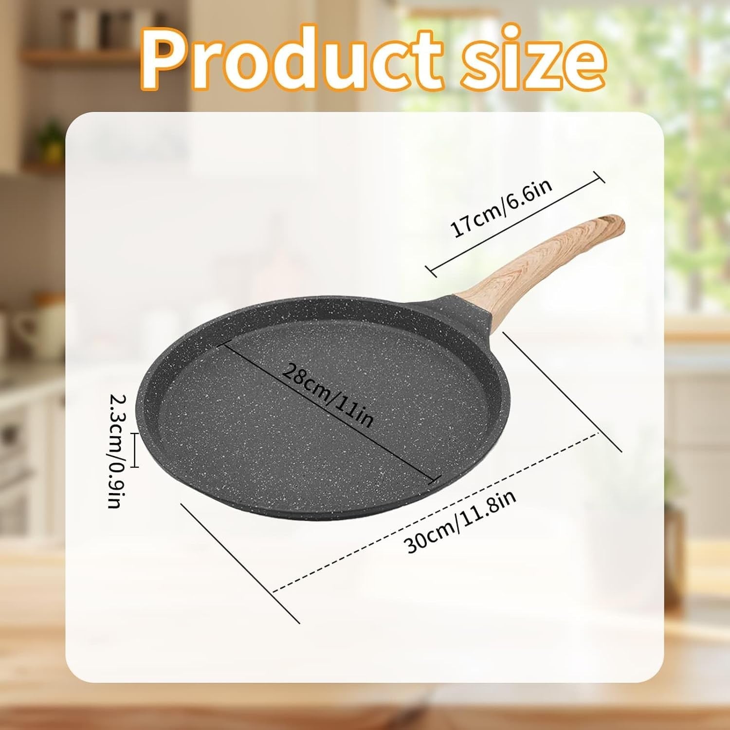 28cm Non-Stick Crepe Pan – Large Induction Pancake, Omelette & Roti Maker