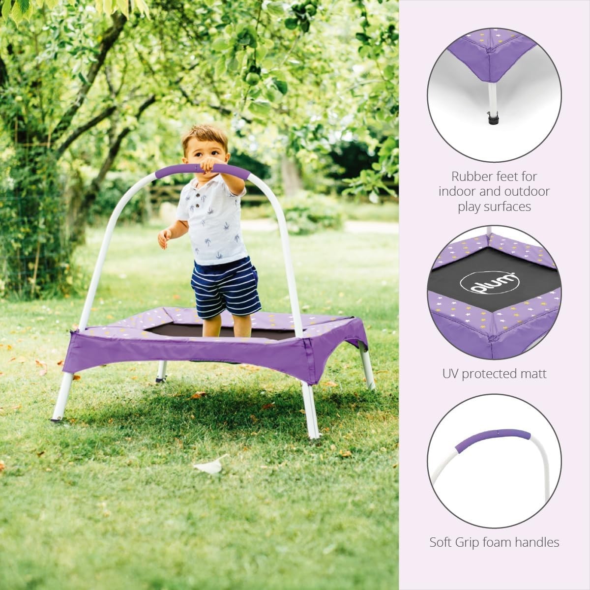 Kids Mini Trampoline with Handle Toddler Indoor Bounce Junior Fitness