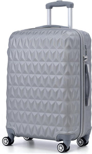 Silver Medium ABS Check In Suitcase 24 Inch Lightweight 4 Wheel Spinner