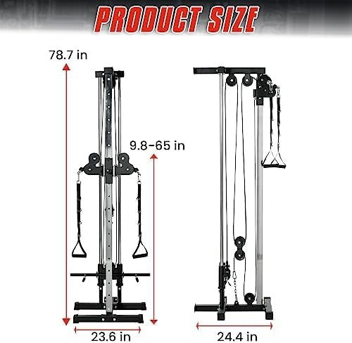 Wall Mounted Cable Crossover Home Gym, Adjustable Pulley Arms 18 Positions
