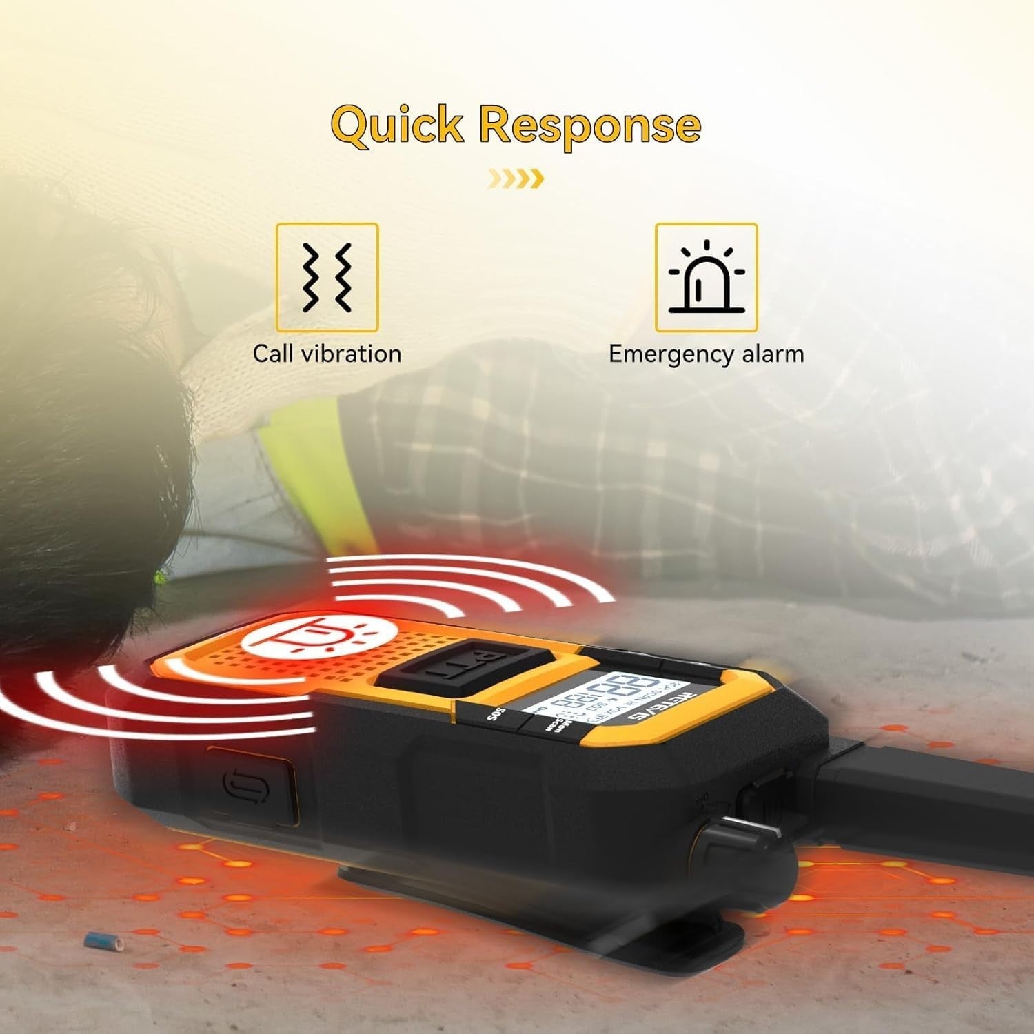 Heavy Duty Walkie Talkies IP67 Waterproof w Earpiece 6 Pack Charger