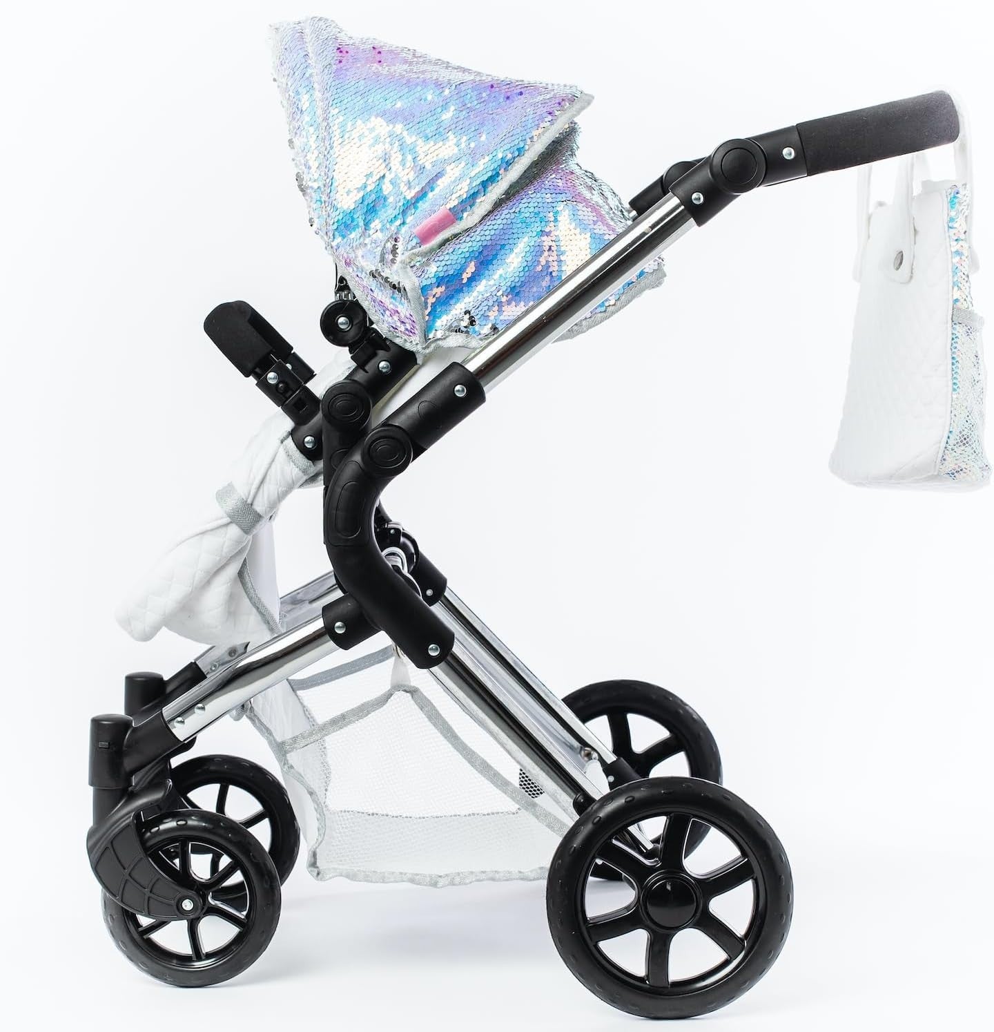 2 in 1 Dolls Pram Mermaid Pushchair Adjustable Handle Carry Cot