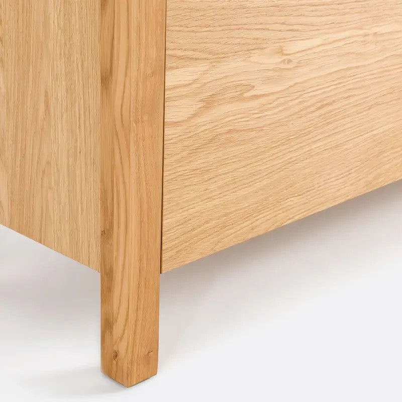 Modern Oak Sideboard Cabinet with 4 Doors & Adjustable Storage Shelves