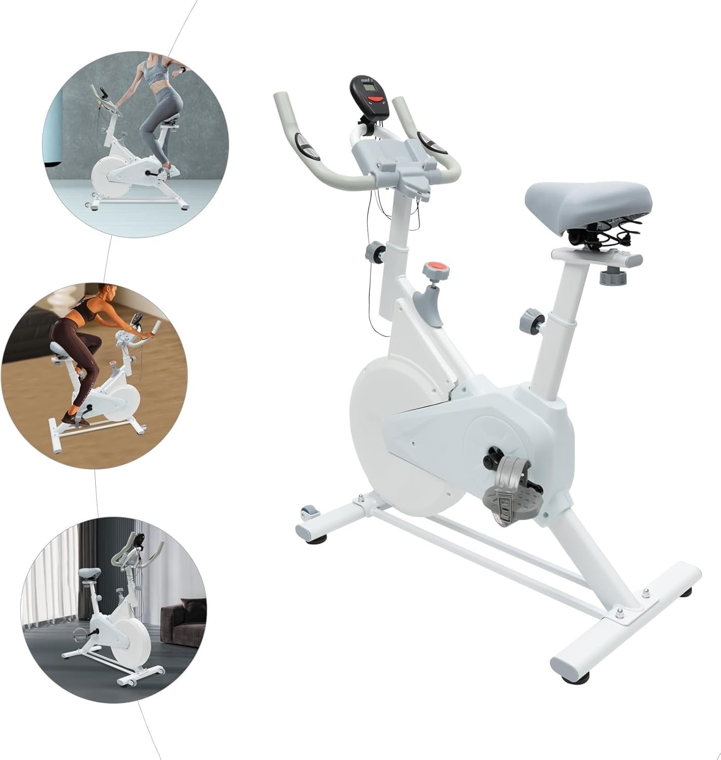 Quiet Indoor Exercise Bike w/ Adjustable Resistance, Safe Pedals & 176lb Cap