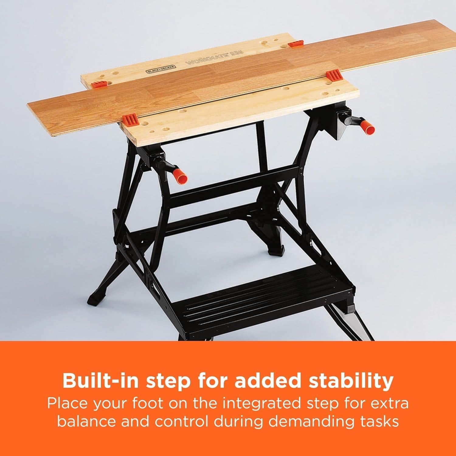 Dual-Height Folding Workbench with Steel Frame Clamp System & Anti-Slip Feet