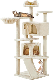Large Cat Tree 144.5cm Multi Level Tower With Condos Scratching Ramp