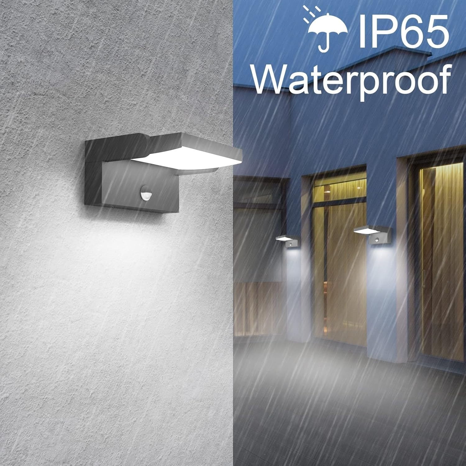 24W Motion Sensor Outdoor LED Wall Light Waterproof with Swivel Panel Cold White