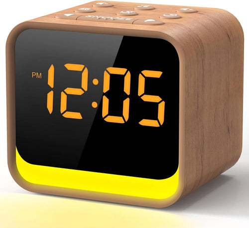 FM Radio Alarm Clock White Noise Dimmable Display Night Light Bedside