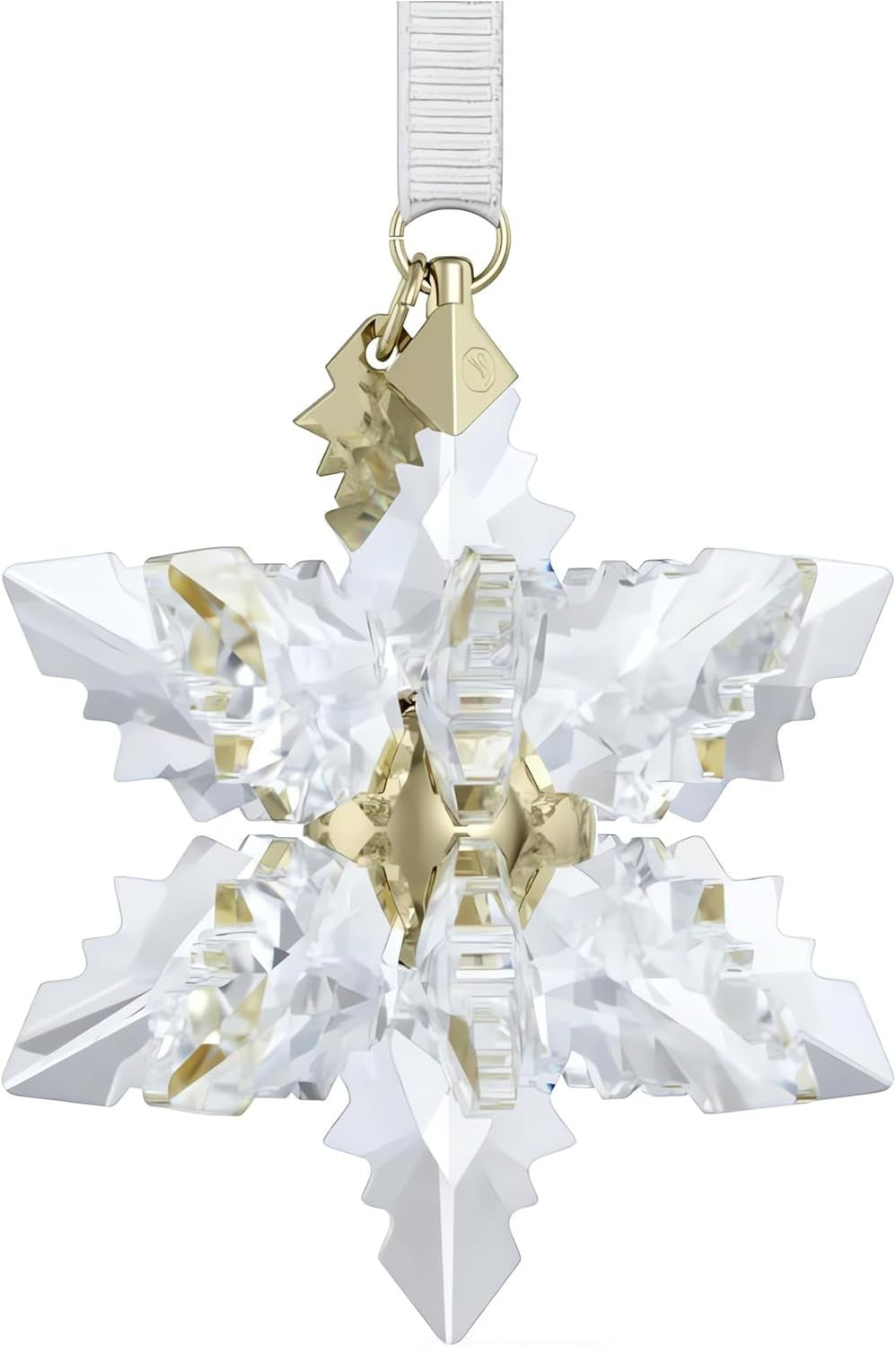 3D Crystal Snowflake Ornament 2024 Champagne Gold Hanging Festive Decor