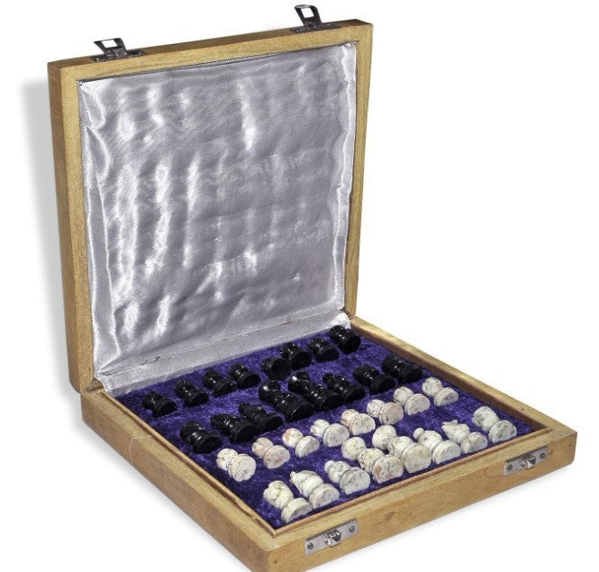 Luxury 10" Marble & Wood Chess Set – Inlaid Stone Board + Handcrafted Pieces