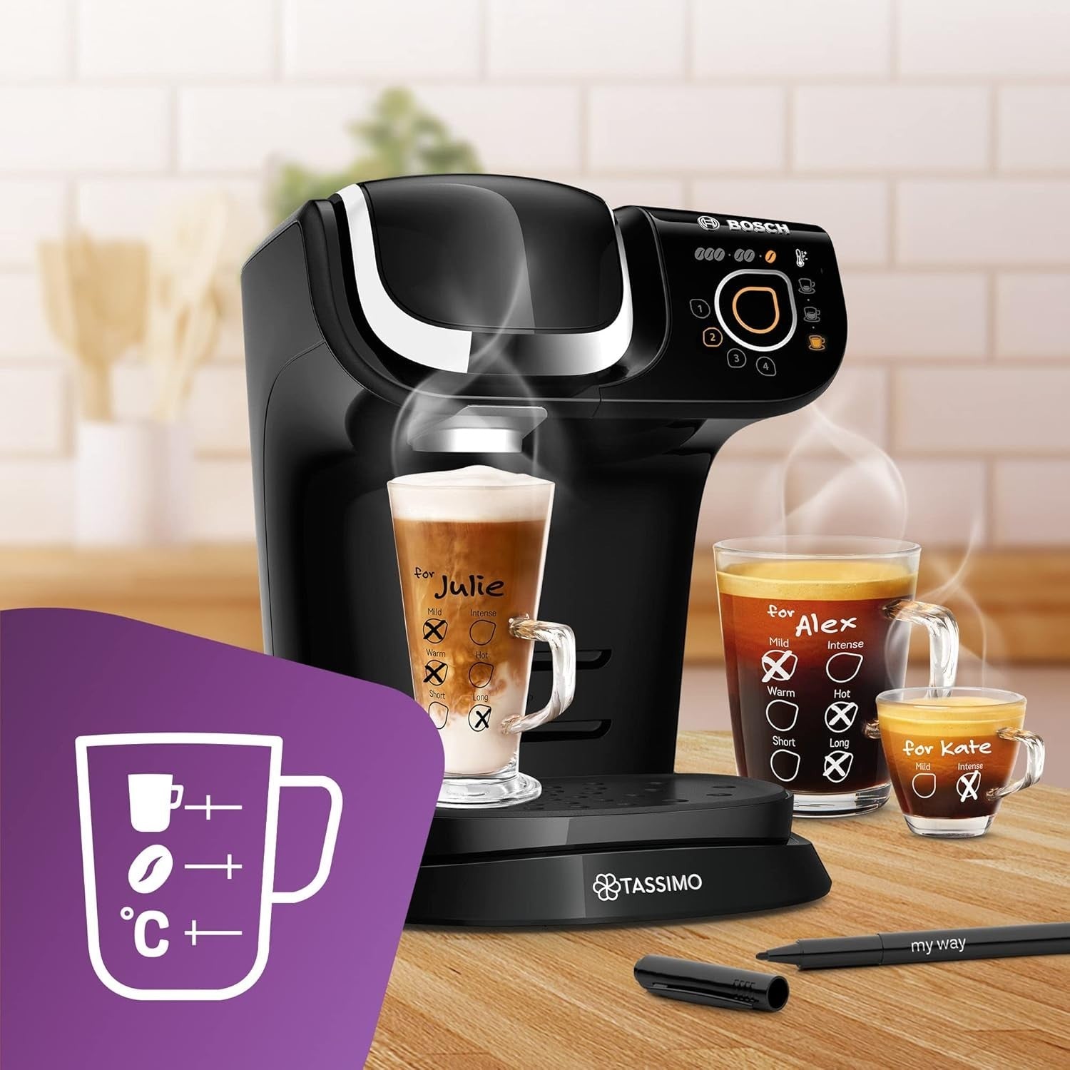 Pod Coffee Machine 1.3L Auto Clean Programmable Slim Design 1500W Espresso Maker