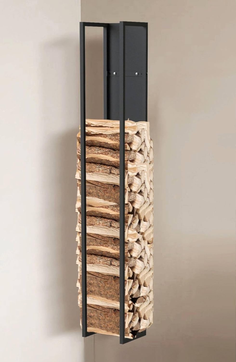 Tall Metal Firewood Rack Wall Mounted Indoor Log Holder Shelf 160cm