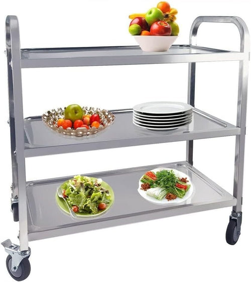 Extra Large Stainless Steel 3 Tier Utility Cart 100kg Trolley