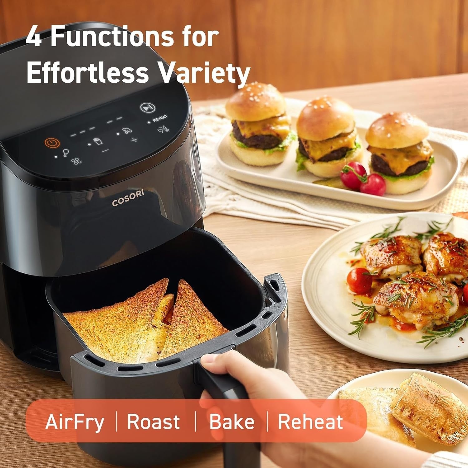 Compact Air Fryer 2L | 53% Faster Healthy Cooking Touch Display Low Noise