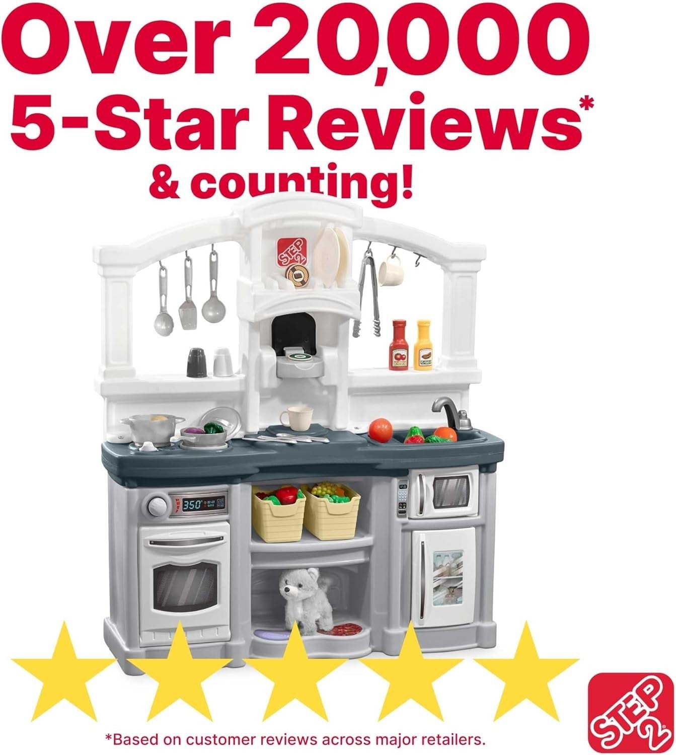 Kids Play Kitchen w/ Accessories Modern Gray Pretend Toy Set
