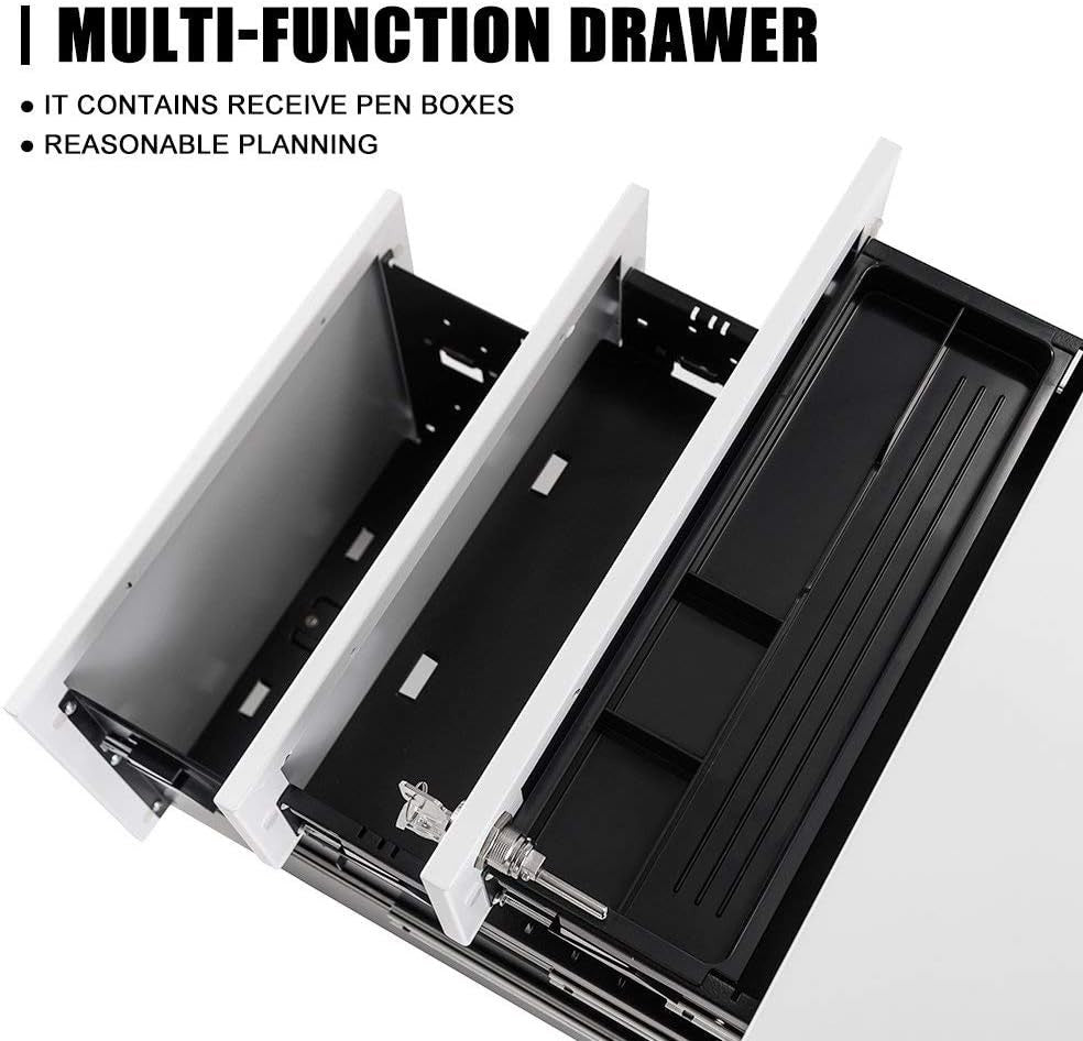 Metal Mobile Filing Cabinet 3 Drawer Lockable A4 Letter Files on Wheels