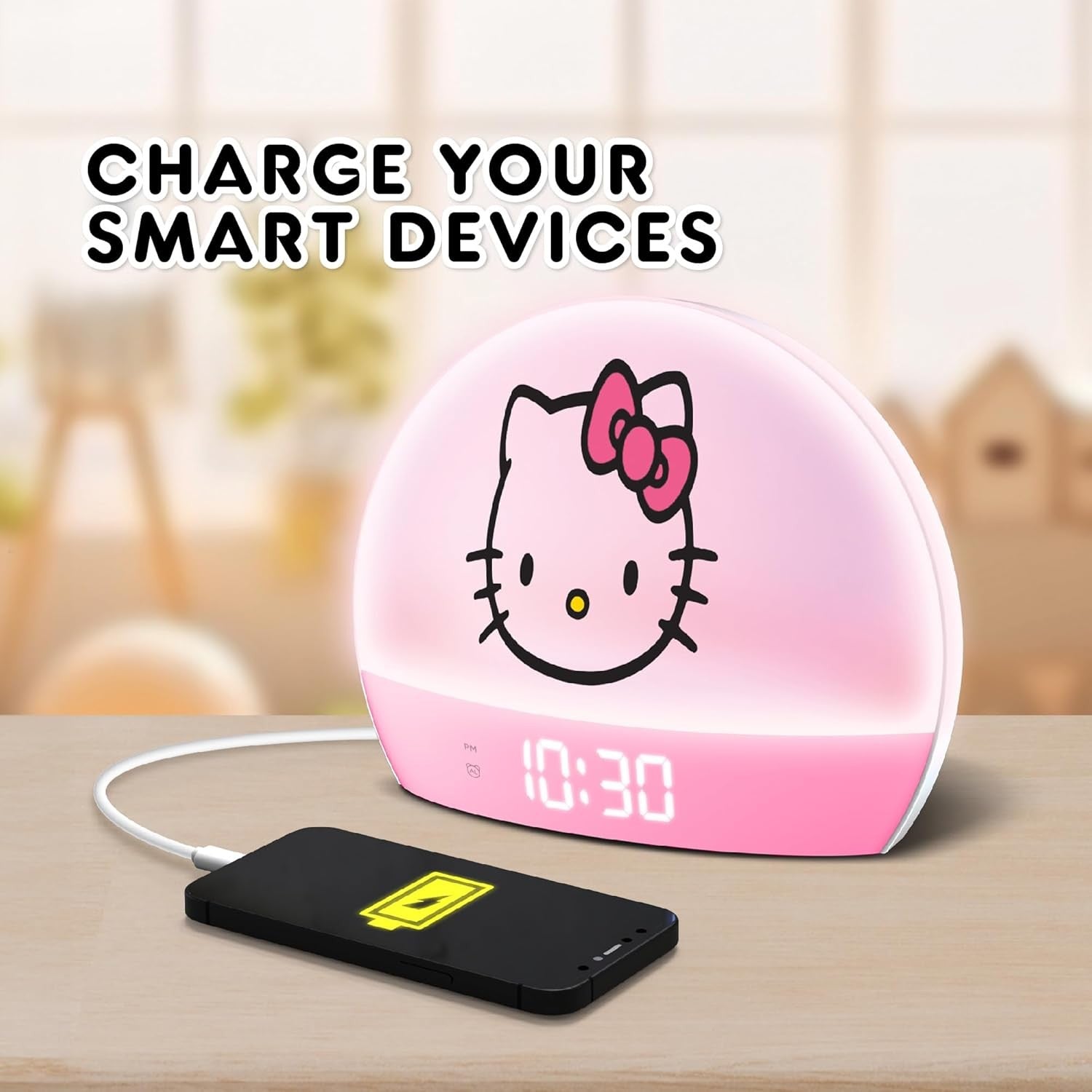 Sunrise Alarm Clock Kids Mint Green LED Night Light USB Digital Snooze