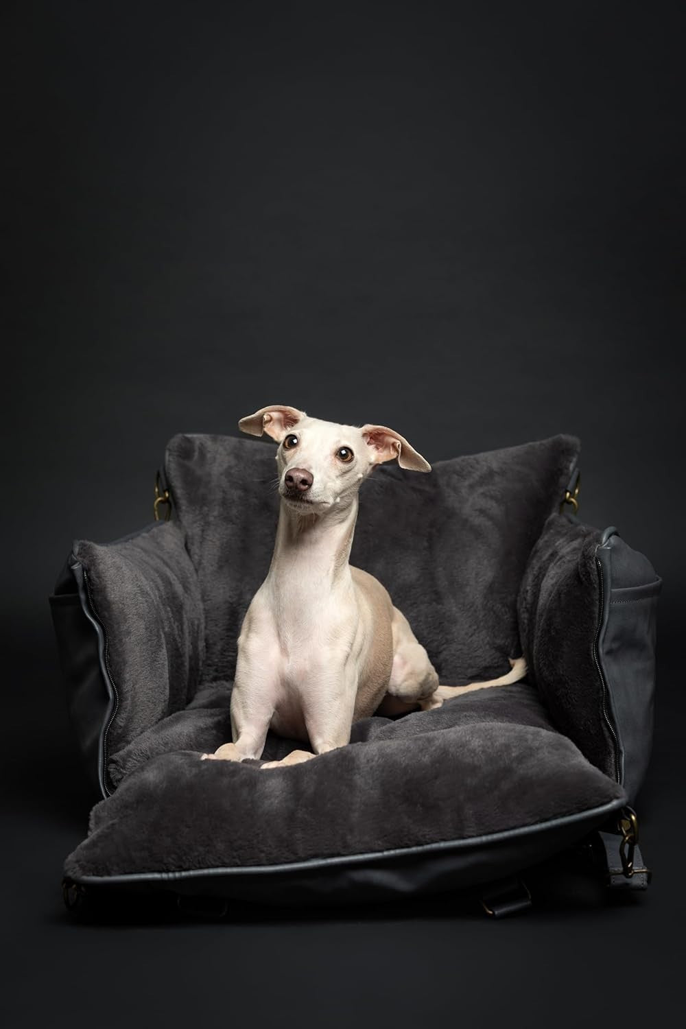 Luxury Dog Booster Car Seat Orthopedic Foam Washable Travel Bed Charcoal