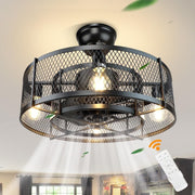 Industrial Ceiling Fan with Lights 4-Bulb E27 Remote 6 Speeds