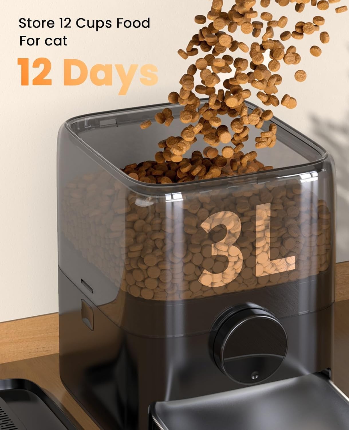 Automatic Cat Feeder 3L Timed Pet Food Dispenser 6 Meals Stainless Bowl