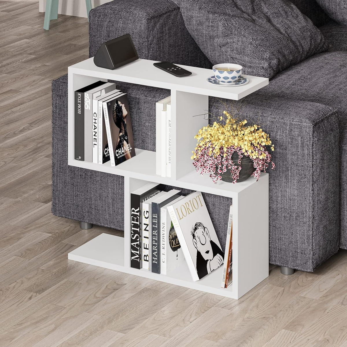 2-Tier Storage Side Table, End Table, Desk, Coffee Table, White 60x60x19.5cm